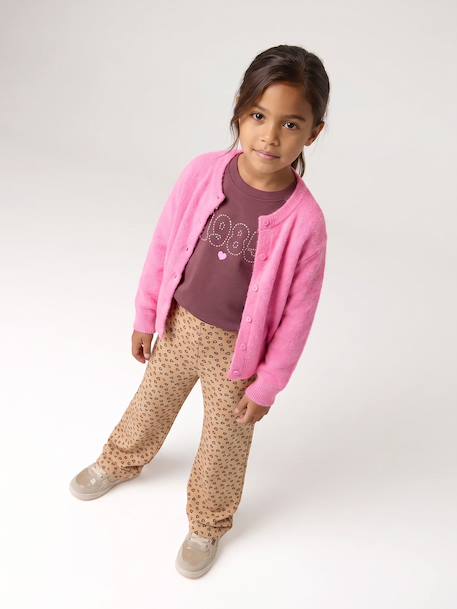 Meisjesvest met knopen blauw+bordeauxrood+rozen - vertbaudet enfant 