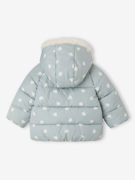 Doudoune bébé fille à capuche bleu glacier+rose poudré - vertbaudet enfant 