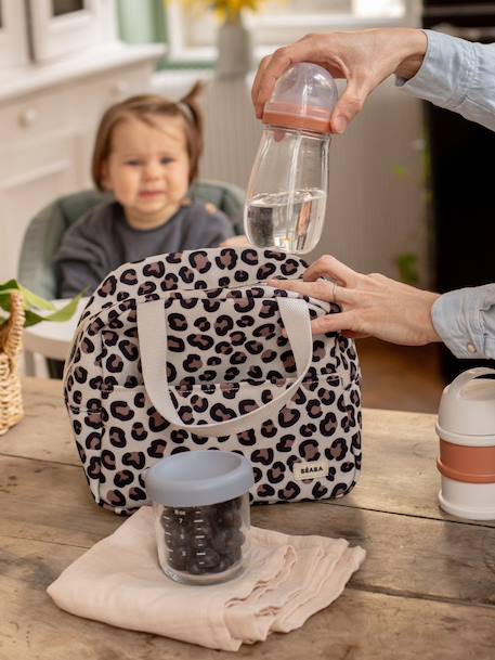 Sac repas isotherme beige imprimé+gris chiné - vertbaudet enfant 