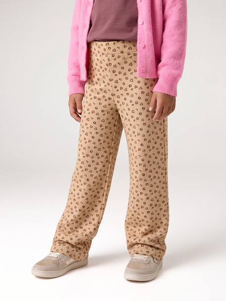 Wijde fleece legging voor meisjes marineblauw+vanille - vertbaudet enfant 