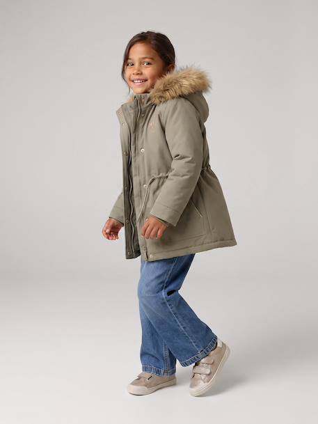 3-in-1 parka met capuchon meisje DARK GREEN+kaki+PURPLE DARK+salie+zwart - vertbaudet enfant 