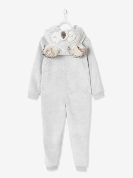 Surpyjama koala en velours enfant gris clair chiné - vertbaudet enfant 