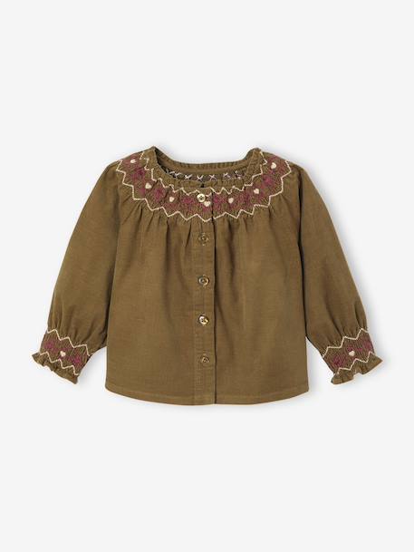 Babyblouse van corduroy olijf - vertbaudet enfant 
