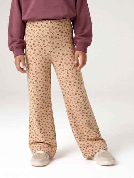 Wijde fleece legging voor meisjes marineblauw+vanille - vertbaudet enfant 