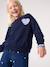 Meisjessweater met hartjespatch groengrijs+marineblauw - vertbaudet enfant 