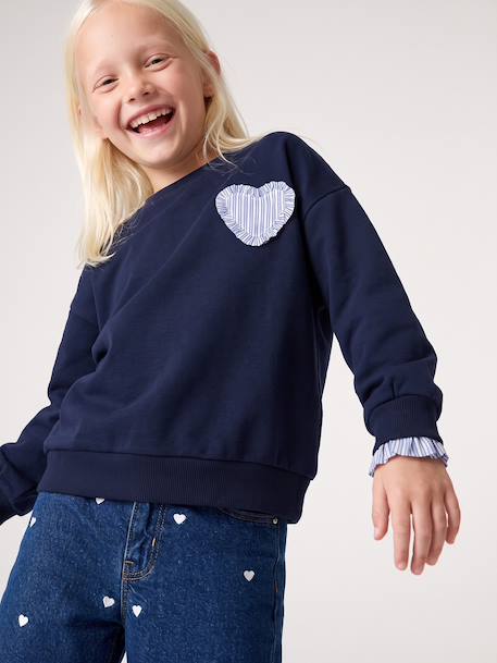 Sweat fille marine+vert de gris - vertbaudet enfant 
