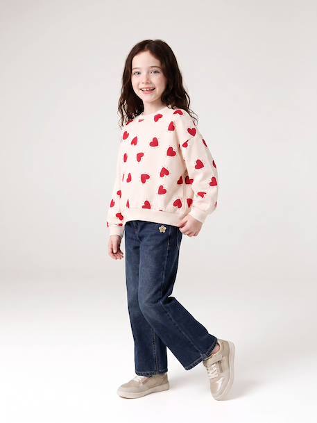 Meisjessweater met ronde hals ecru+ivoor+lichtroze+taupe - vertbaudet enfant 