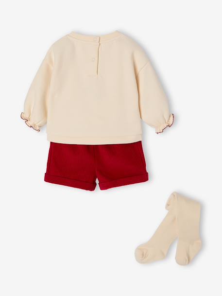 Ensemble Noël bébé fille sweat short collants rouge - vertbaudet enfant 
