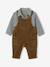 Babykledingset met tuinbroek en blouse olijf - vertbaudet enfant 