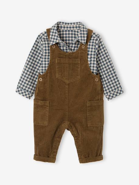 Ensemble salopette chemise bébé garçon olive - vertbaudet enfant 