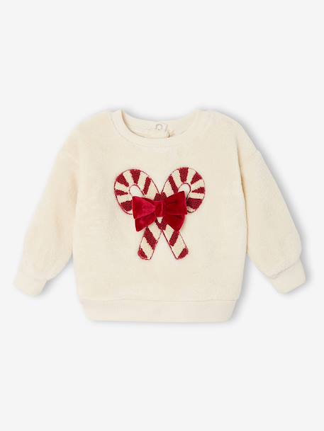 Babymeisjessweater van sherpa vanille - vertbaudet enfant 