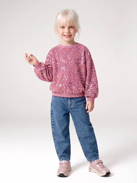 Sweat fille à sequins mauve+turquoise - vertbaudet enfant 