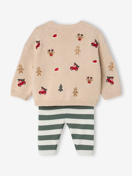 Babyset jongen trui en broek gemêleerd beige - vertbaudet enfant 