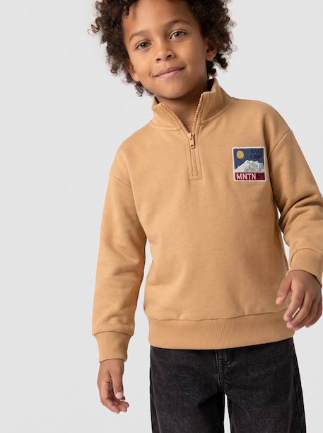 Sweat col camionneur garçon bleu canard+jaune - vertbaudet enfant 
