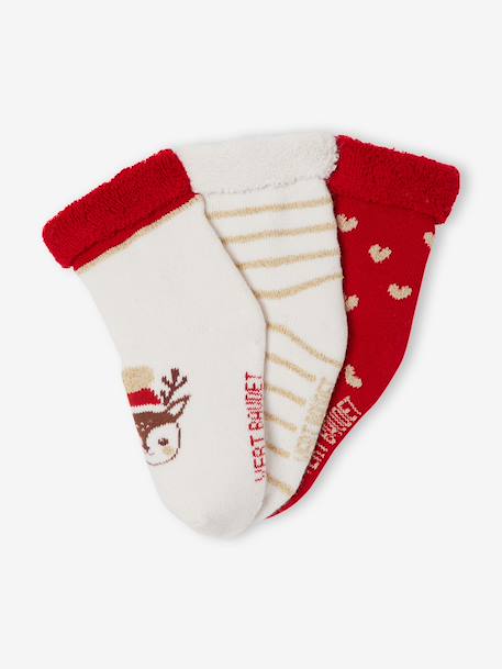 Set van 3 babysokjes voor meisjes ecru - vertbaudet enfant 