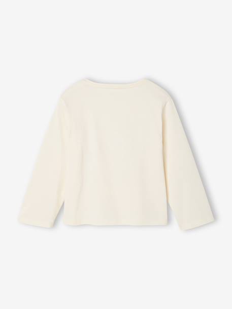 T-shirt voor meisjes met hartjesprint en lange mouwen ecru+groen+rouge+wit - vertbaudet enfant 