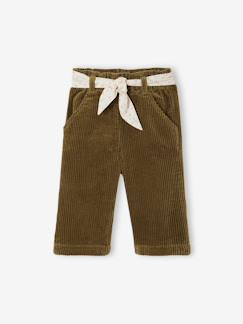 -Wijde fluwelen broek met gebloede riem voor baby's 