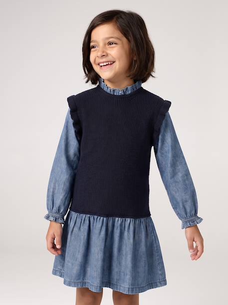 Robe 2 en1 fille marine - vertbaudet enfant 