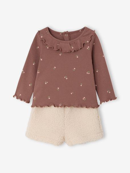 Ensemble t-shirt et short bébé fille chocolat - vertbaudet enfant 