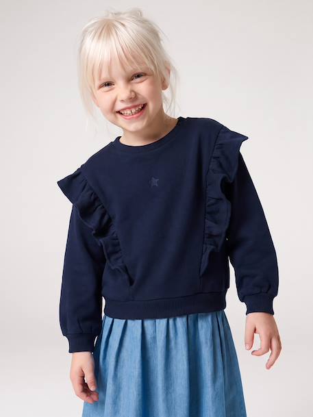 Meisjesjurk met lange mouwen ecru+marineblauw - vertbaudet enfant 