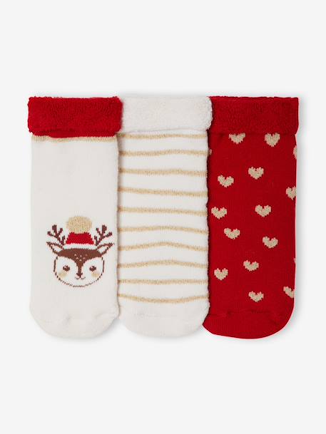 Lot de 3 chaussettes noël écru - vertbaudet enfant 