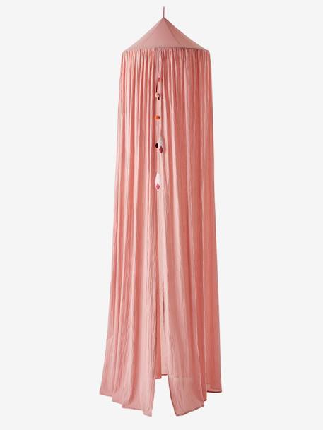 Pompons gordijn hemelbed MOSTERD+roze - vertbaudet enfant 