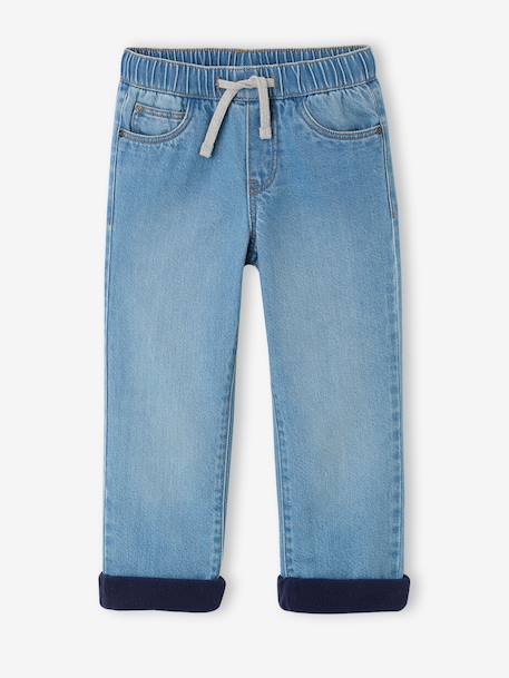 Wijde jeans met fleecevoering jongen double stone - vertbaudet enfant 