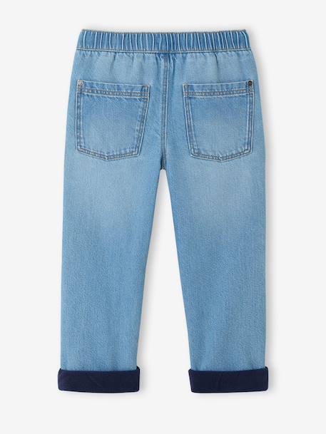 Wijde jeans met fleecevoering jongen double stone - vertbaudet enfant 