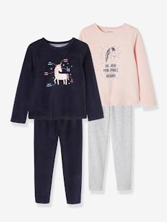 Meisje-Pyjama, pyjamapakje-Set van 2 fluwelen meisjespyjama's "eenhoorn"