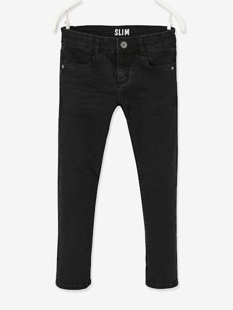 Jean slim MorphologiK 'waterless' fille tour de hanches LARGE denim black - vertbaudet enfant 