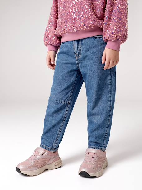 Ballonjeans meisje gebleekt denim+middenblauw - vertbaudet enfant 
