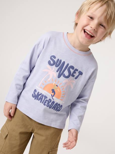 T-shirt met lange mouwen jongen lichtblauw - vertbaudet enfant 