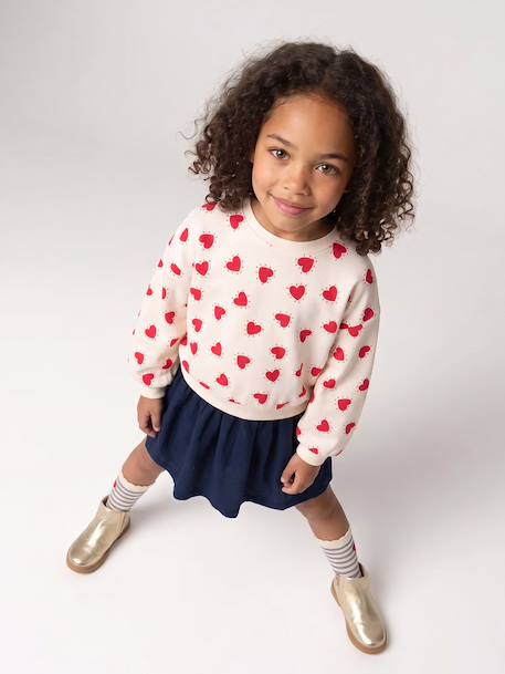 Jurk 2-in-1 van molton en katoenen gaas antraciet+marineblauw+rood - vertbaudet enfant 