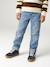 Rechte jeans voor jongens met omslag ongewassen denim+stone - vertbaudet enfant 