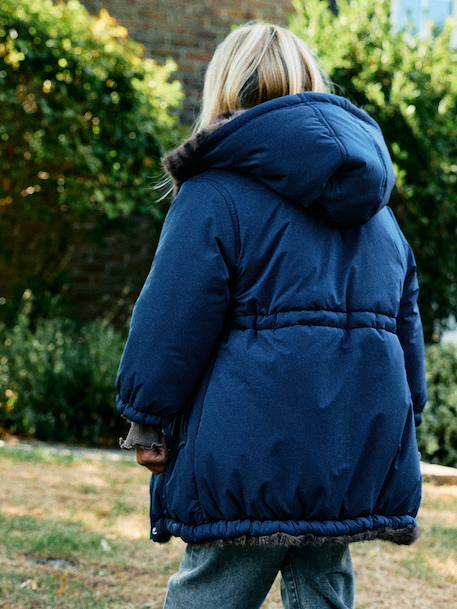 Omkeerbare meisjesparka kaki+marineblauw - vertbaudet enfant 