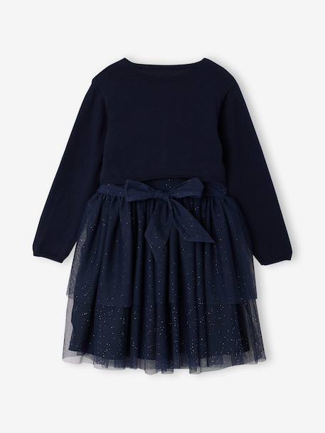 Jurk met vestje voor meisjes marineblauw - vertbaudet enfant 