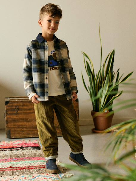 Pantalon large garçon cappuccino+lichen - vertbaudet enfant 