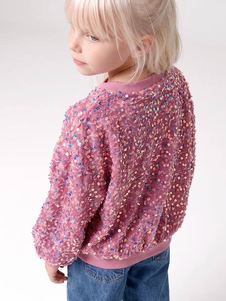 Sweat fille à sequins mauve+turquoise - vertbaudet enfant 