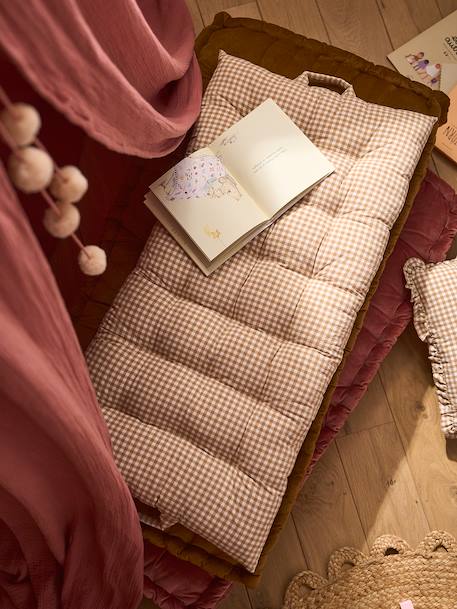 Matelas de sol en coton vichy moka - vertbaudet enfant 
