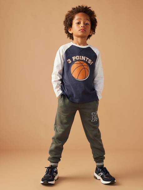 Pantalon garçon jogging sport en molleton lichen+marine - vertbaudet enfant 