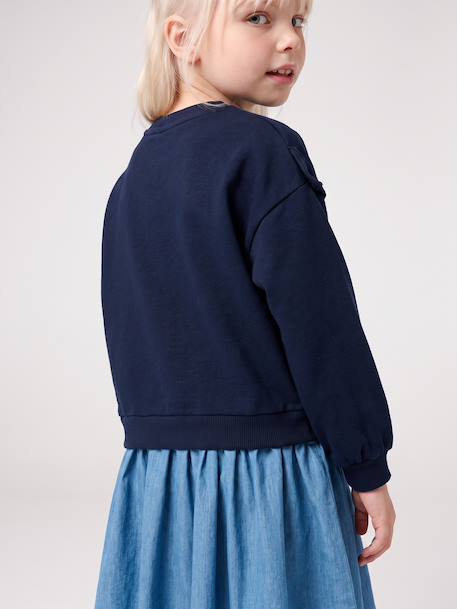 Robe manches longues fille écru+marine - vertbaudet enfant 