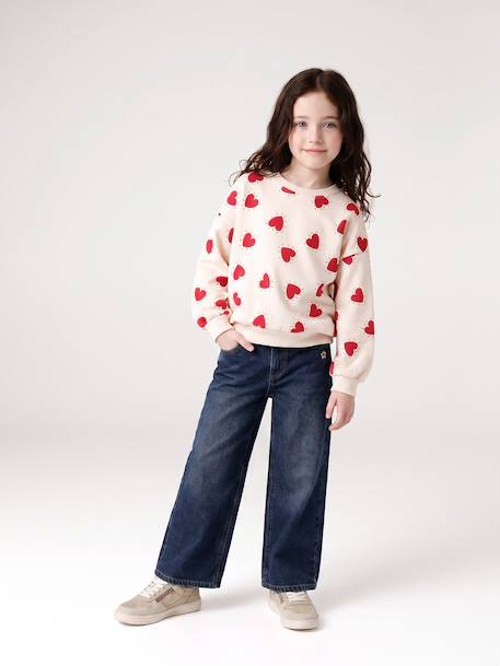 Meisjessweater met ronde hals ecru+ivoor+lichtroze+taupe - vertbaudet enfant 