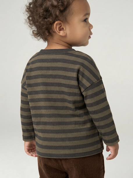 T-shirt manches longues bébé garçon cappuccino+kaki - vertbaudet enfant 