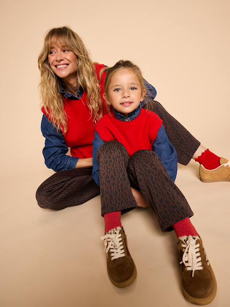 Pull sans manches beige chiné+rouge - vertbaudet enfant 
