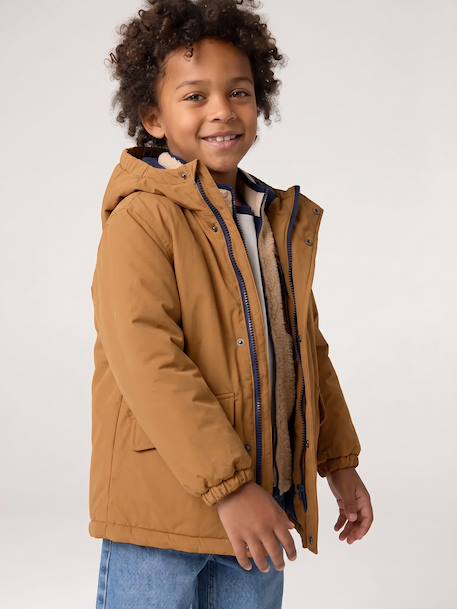 Parka 3 en 1 garçon amovible bleu ardoise+noix de pécan - vertbaudet enfant 