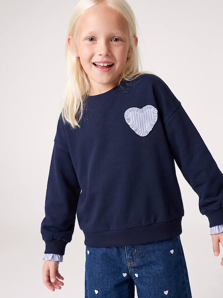 Sweat fille marine+vert de gris - vertbaudet enfant 