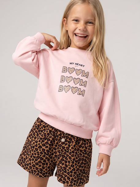 Sweat fille col rond mauve+rose pâle - vertbaudet enfant 