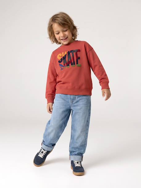 Sweat col rond garçon marine+tomette - vertbaudet enfant 