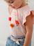 T-shirt met bloemen in reliëf baby grijsroze+vanille - vertbaudet enfant 