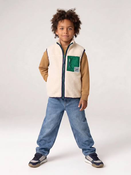 Gilet sans manches garçon caramel+écru - vertbaudet enfant 